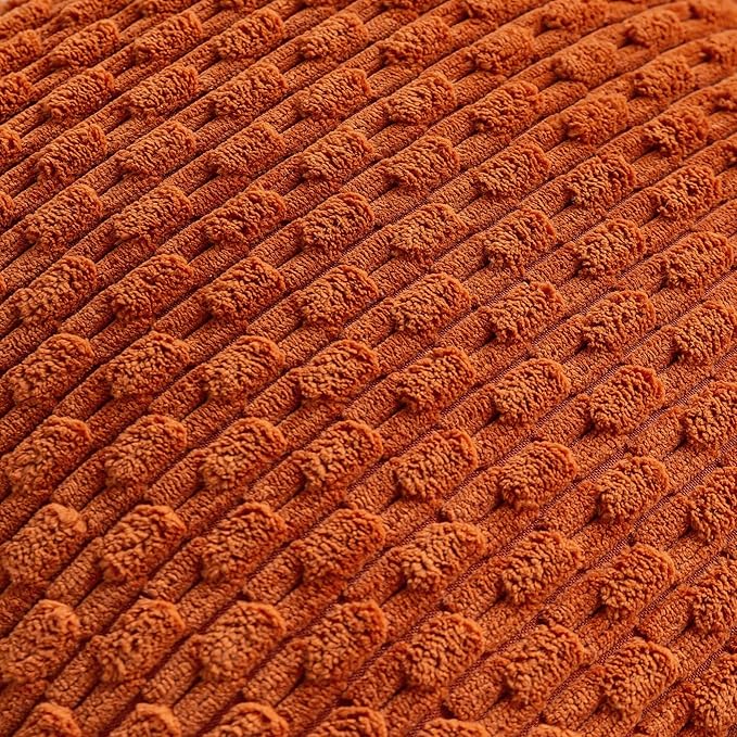 Set of 4 Burnt Orange Decorative Throw Pillow Covers 16x16 Inch Corduroy Pillow - Image 5