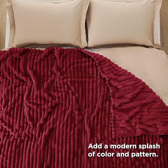 Bedsure Soft Cal Size Blanket for Bed Deep Red 102"x96" | Birthday Gifts for - Image 4