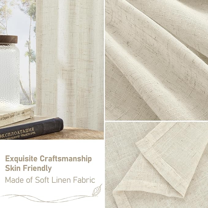 102 inch Long Linen Curtains 2 Panels - Image 6