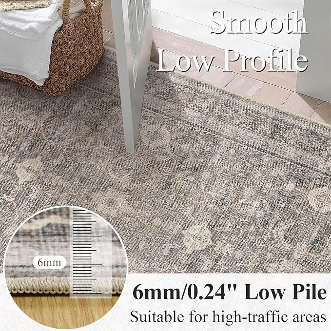 Schweek 2x3 Rug for Entryway Washable Non Slip Kitchen Rugs Taupe Door Mat | - Image 4