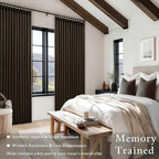 Dark Brown Pleated Double Layer Thick Linen Curtains 90 Inches Long | - Image 2
