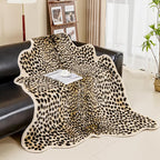 Cheetah Print Rug, Faux Fur Animal Print Leopard Rug Multicolor 6.2x8.2ft | - Image 3