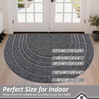 BEQHAUSE Dirt Trapper Door Mat 32" x 48" Half Circle Non Slip, Charcoal | - Image 2