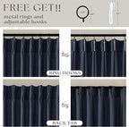 Navy Blue Linen Pinch Pleated Curtains 108 Inches Long 2 Panels | Light - Image 5