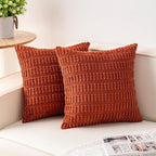 Aegero Pack of 2 Corduroy Decorative Throw Pillow Covers 18x18 Inch, Rust | by Unknown