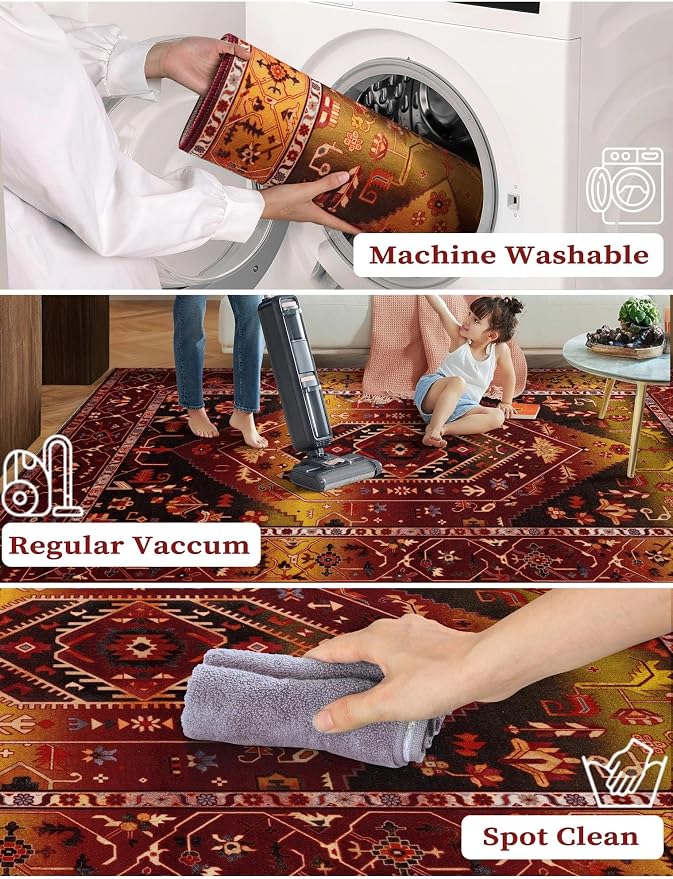 SERISSA 2'6"x12' Washable Non Slip Boho Runner Rug - Image 3