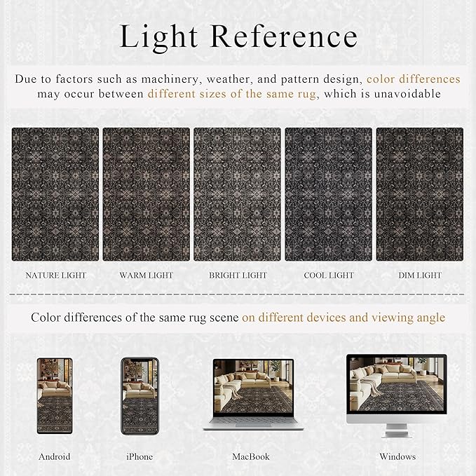 Schweek 2x12 Washable Runner Rug Non Slip Vintage Black Kitchen Runners | - Image 6