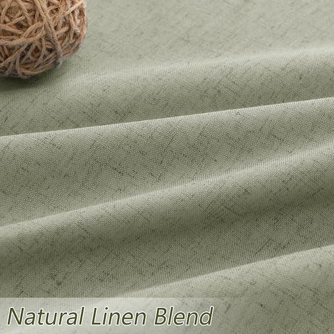 Sage Green 100% Blackout Linen Curtains 72 Inch Length 2 Panels Set - Image 3