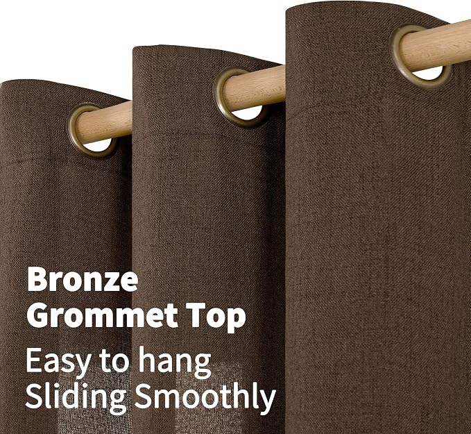 YoungsTex Brown Linen Curtains 63 Inches Length - Image 4