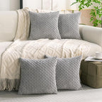 Set of 4 Grey Decorative Throw Pillow Covers 22x22 Inch Corduroy Pillow Covers - Image 8
