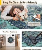 RELEANY Washable Area Rug, Round 5ft, Teal | Non-Slip, Water Repellent - Image 4