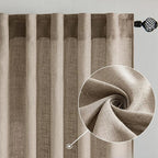 MIULEE Taupe Grey Linen Curtains 52x90 Inch Long 2 Panels - Image 2