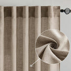 MIULEE Taupe Grey Linen Curtains 52x84 Inch Length 2 Panels - Image 2