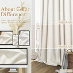 100% Blackout Linen Curtains for Bedroom 92 Inches Long Natural Cream Black Out - Image 7