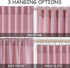 Rose Linen Curtains 108 Inches Long 2 Panels Set - Image 2