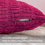 Pack of 2 Corduroy Decorative Throw Pillow Covers 22x22 Inch, Rose Red | Fall - Image 3
