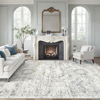Soalmost Washable Area Rug 8x10 Large Soft Living Room Rugs Blue/Ivory | by Soalmost