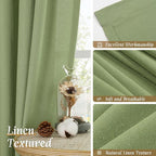 Semi Sheer Bedroom Linen Curtains 48 Inch Length 2 Panels, Sage Green | Light - Image 7