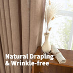 Mocha Brown Linen Semi Sheer Curtains 42X63 Inch Length - Image 5