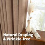 YoungsTex Mocha Brown Linen Semi Sheer Curtains 52 X 72 Inch Length | Light - Image 4