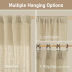 Semi Sheer Linen Curtains 40 Inch Length - Image 3