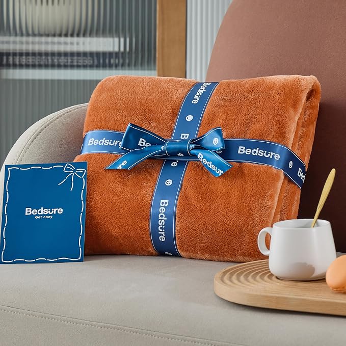 Bedsure GentleSoft Orange Fleece Blanket King Size - Image 6