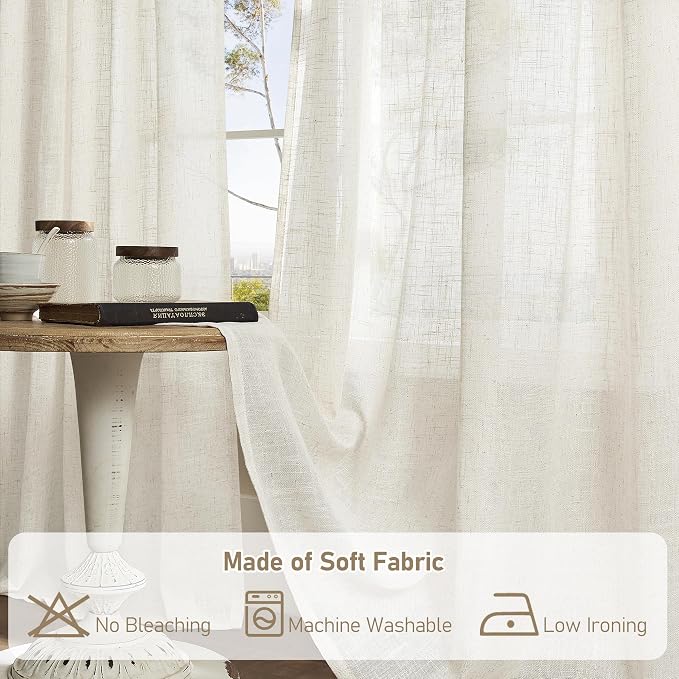 Short Linen Kitchen Curtains 36 Inch Length - Image 8