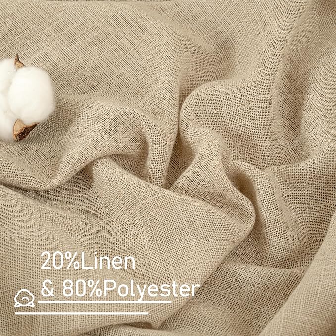 Linen Blended Curtains for Bedroom, Linen Textured Light Filtering Drapes - Image 2