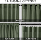 70 Inches Wide Olive Green Linen Curtains - Image 2