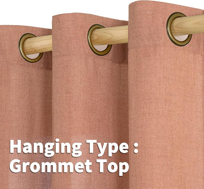 YoungsTex Terracotta Linen Curtains 48 Inch Length - Image 5