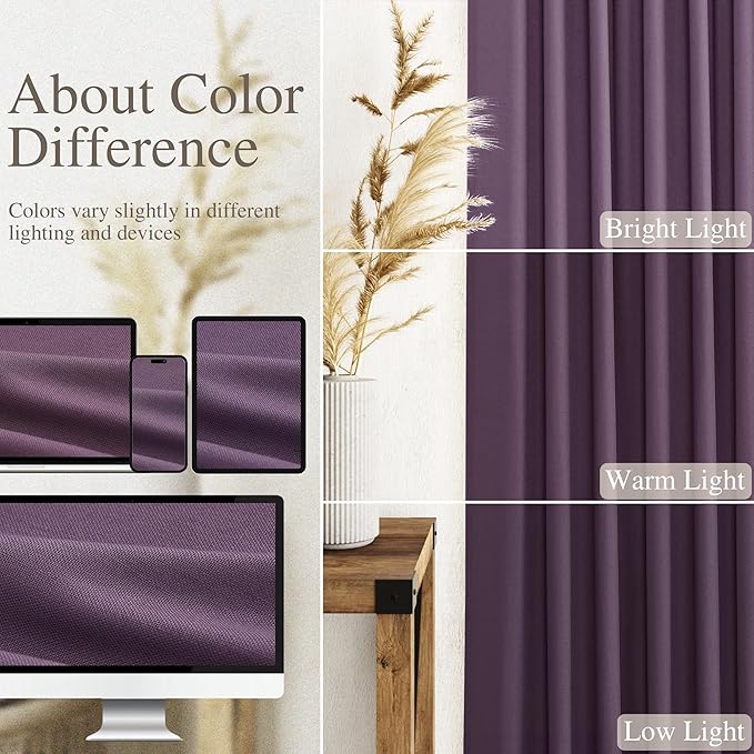 Plum Linen Curtains 108 Inches Long - Image 3