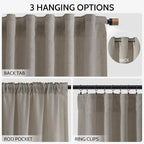 Grey Beige Linen Curtains 84 Inches Long - Image 2