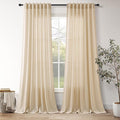 Extra Long Curtain 108 Inches Long Set Back Tab Tan Linen Drapes by Nanspring
