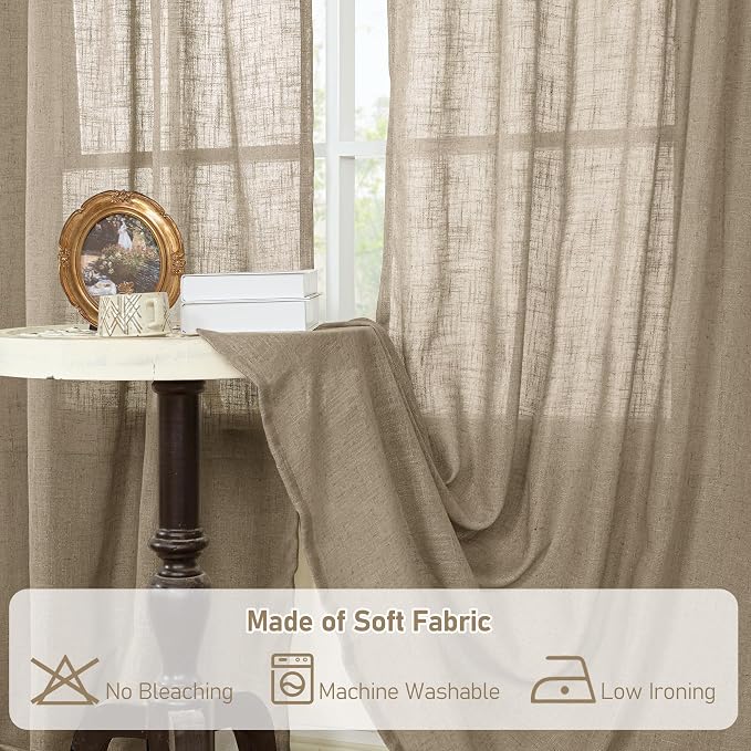 Linen Curtains 63 Inch Length 2 Panels - Image 9
