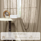Sheer Linen Curtains 96 inches Long 2 Panels Set - Image 8