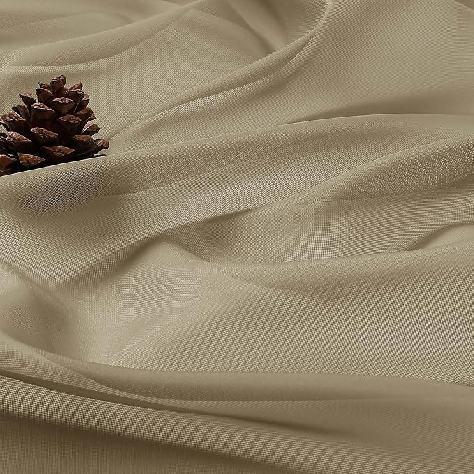 Taupe Sheer Curtains 72 Inches Long 2 Panels Set, Transparent Voile Sheer - Image 8