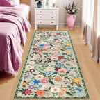 PLHXFR 2x6 Washable Runner Rug：Floral Indoor Kitchen Soft Carpet Green | - Image 2