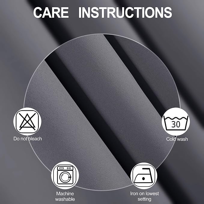 Grey Thermal Blackout Curtains/42 x 63 Inch/Set of 2 Panels Room Darkening - Image 4