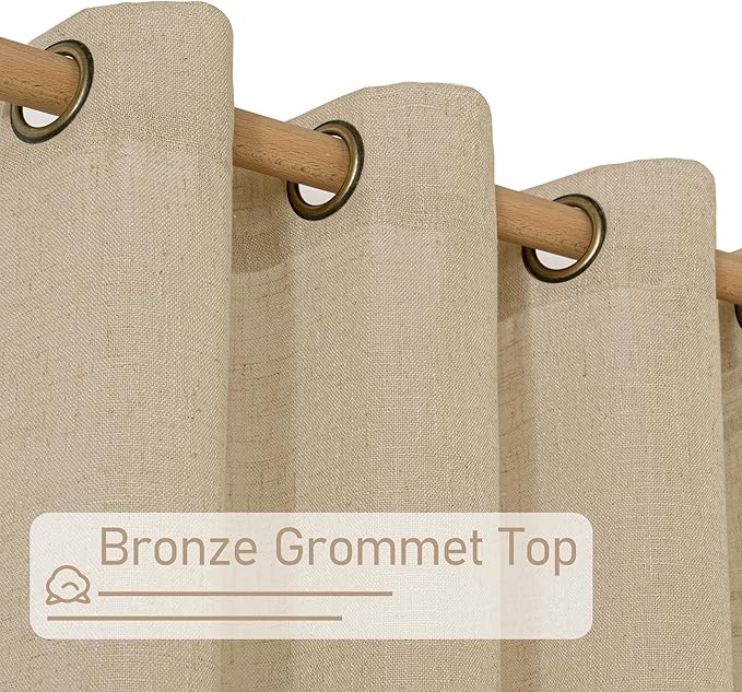 Brown Sheer Linen Curtains 96 Inches Long 2 Panels Set, Light Filtering Boho - Image 3