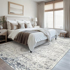 Soalmost 9x12 Area Rugs for Living Room Washable Rug Non-Slip Blue/Ivory | - Image 4