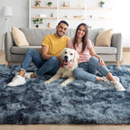 5x7 Tie-Dyed Blue and Grey Fluffy Soft Area Rug Non-Slip - Image 2