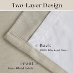 Oatmeal Pleated Linen 100% Blackout Curtains 90 Inches Long - Image 4