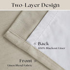 Oatmeal Beige Linen Blackout 92 Inch Curtains - Image 4