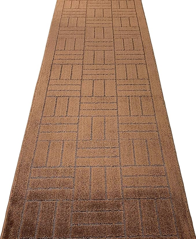 Custom Length Hallway Runner Rug, Slip Resistant, Bricks Brown, 26 Inch X 33 - Image 3