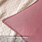 MIULEE Decorative Linen Euro Sham Pillow Covers 22x22 Inch Cranberry Red | Boho - Image 2