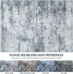 9x12 Area Rugs for Living Room Washable Bedroom Dining Room Blue Grey | Modern - Image 7