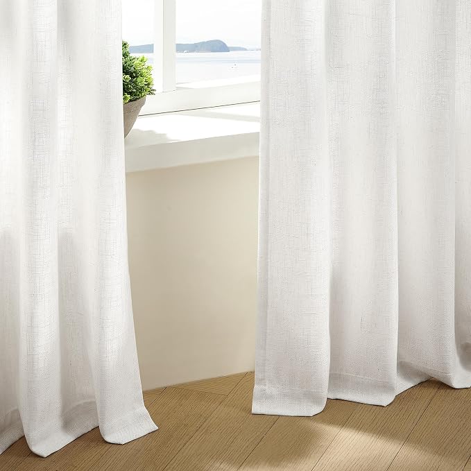Beige White Pinch Pleated Linen Curtains 2 Panels 105 Inches Long | 400GSM - Image 8