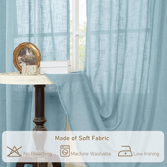 Short Window Sheer Linen Curtains 30 Inch Length - Image 8