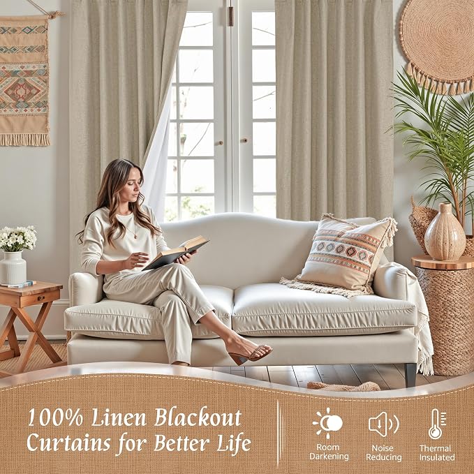 Short Linen Blackout Curtains 30 Inches - Image 2