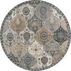 Lahome Moroccan Washable Round Area Rug, Soft Grey Vintage Round Rug 3ft | - Image 2